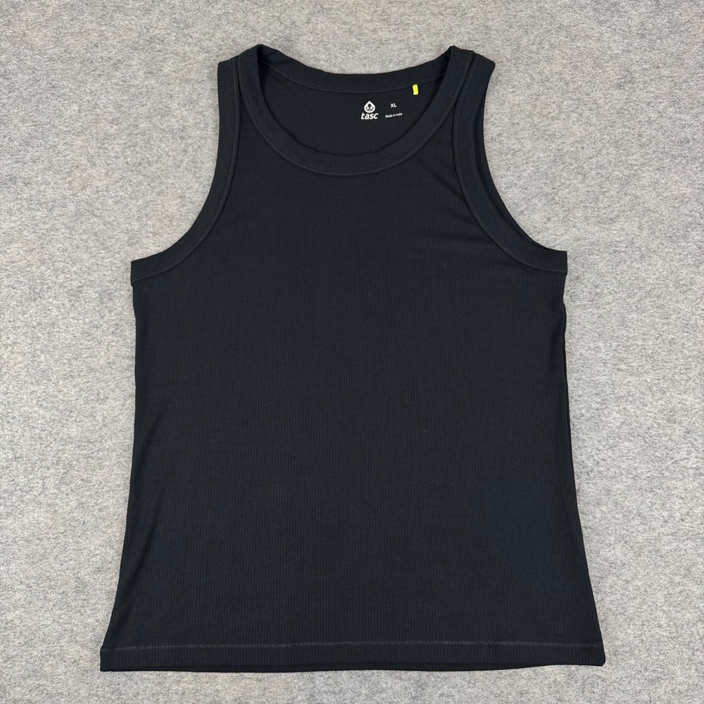 Tasc Performance Micro Luxe Rib Tank Top Modal Stretch Black Womens XL